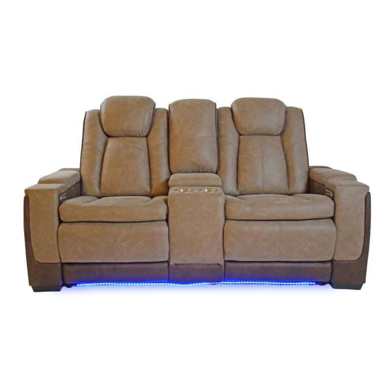 Motion Lantana Console Love Seat with Dual Power Head and Footrest