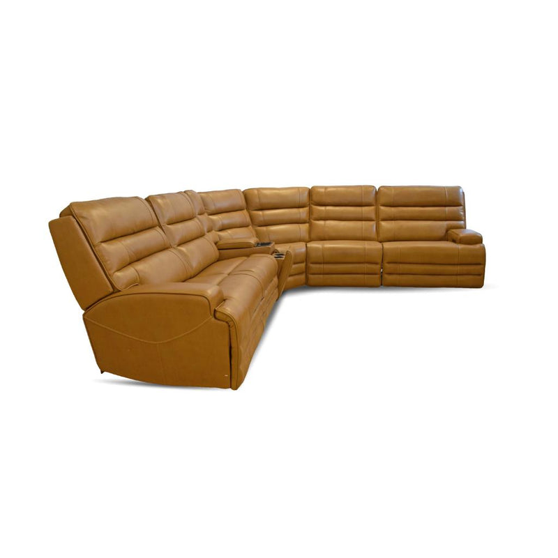 Bucky Leather Triple Power 6Pc Reclining Sectional