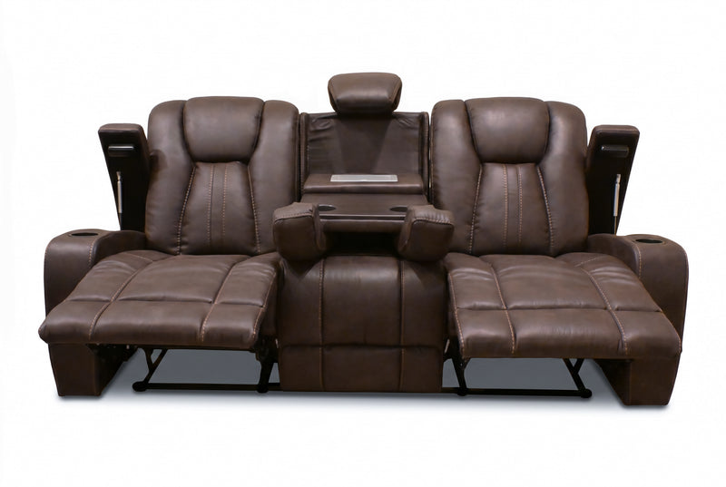 Cowboy Brown Sofa W/ Drop Down Table and Reading Light