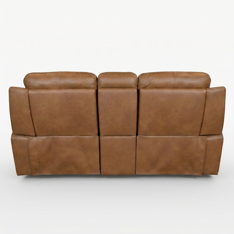 Genova Earth Top Grain Leather Dual Power Console Loveseat