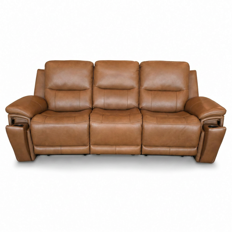 Genova Earth Top Grain Leather Dual Power Reclining Sofa