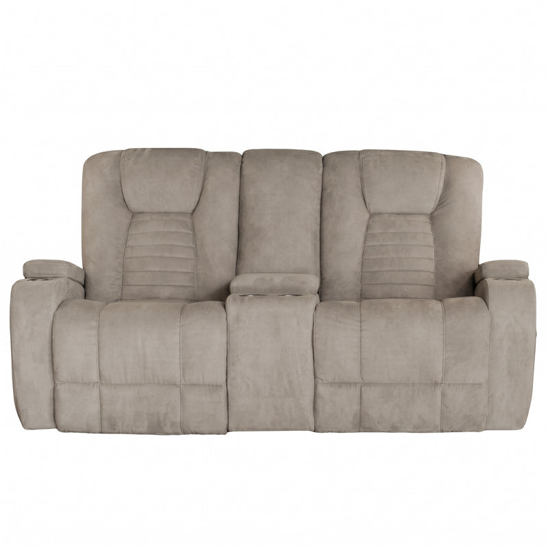 Vienna Taupe Console Rocking Reclining Loveseat