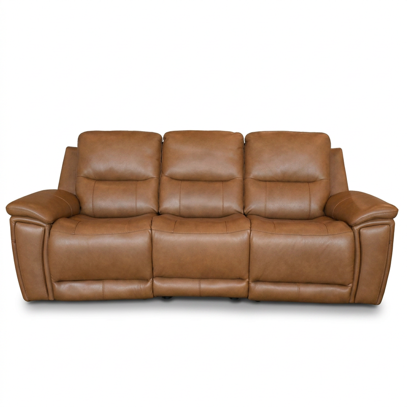 Genova Earth Top Grain Leather Dual Power Reclining Sofa