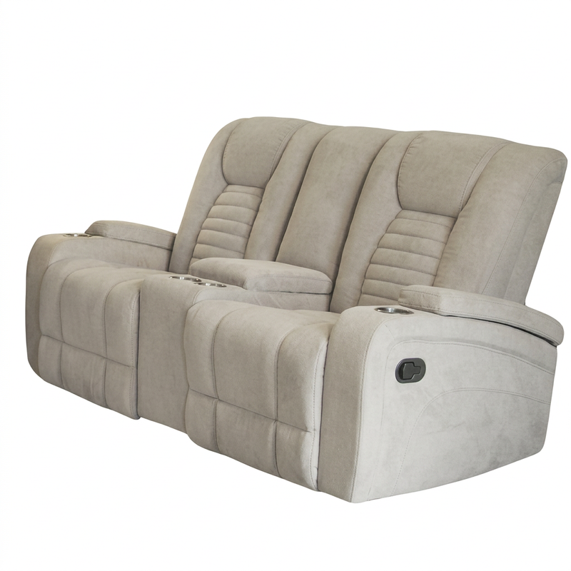 Vienna Taupe Console Rocking Reclining Loveseat