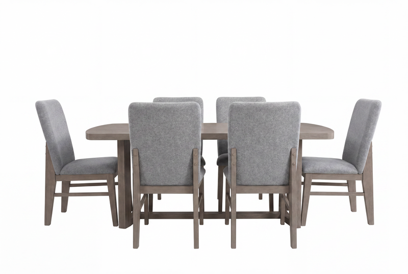 Portland Grey Rectangular Dining Table w/ 6 Chairs