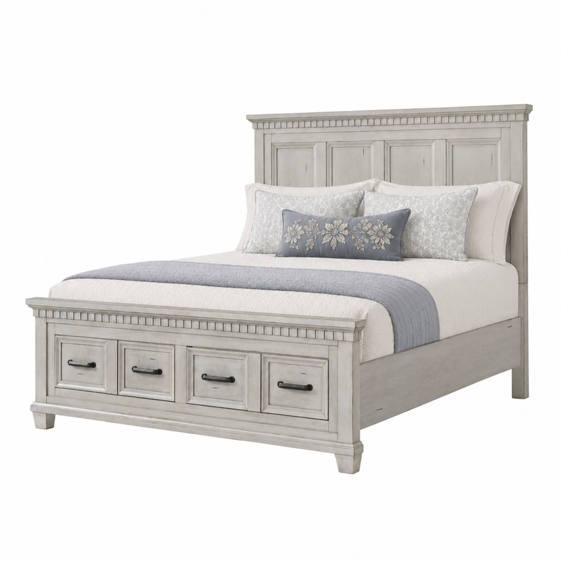 McCoy Antique White Queen Storage Bed