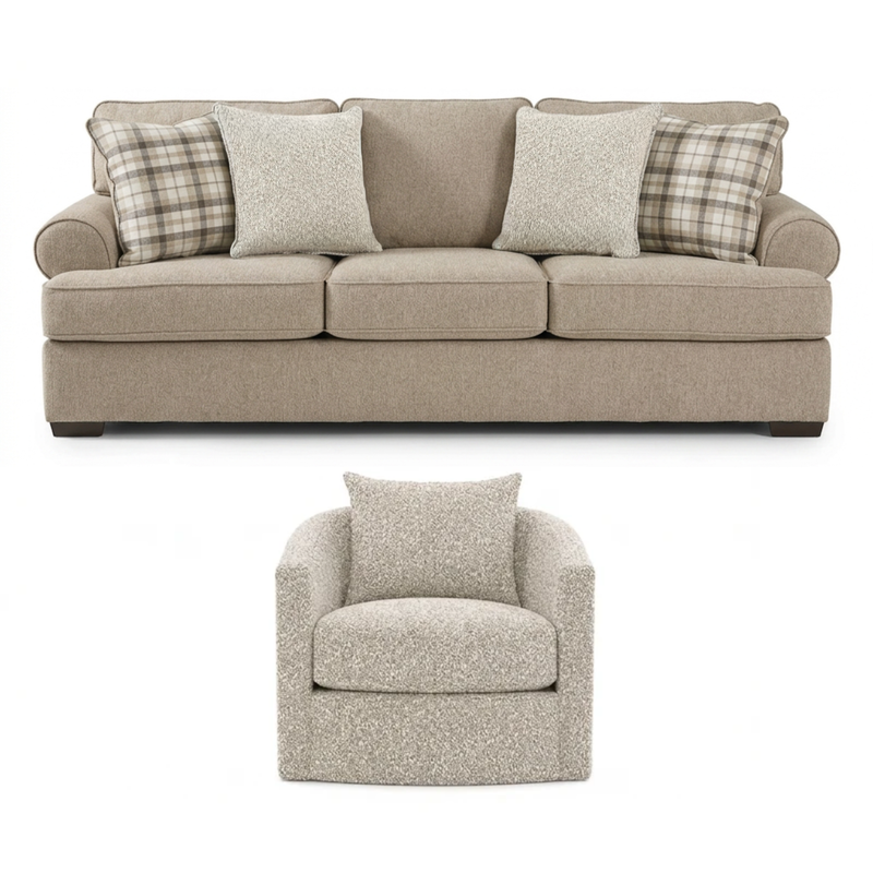 FREE Becker Oatmeal Swivel Chair w/ Purchase of Becker Oatmeal Sofa