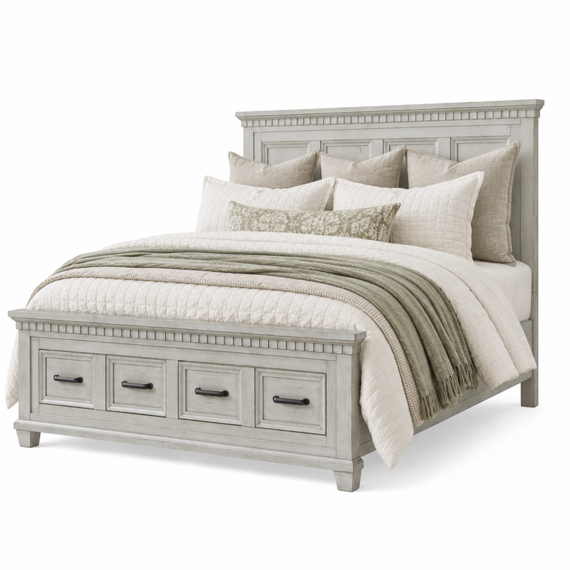 McCoy Antique White King Storage Bed