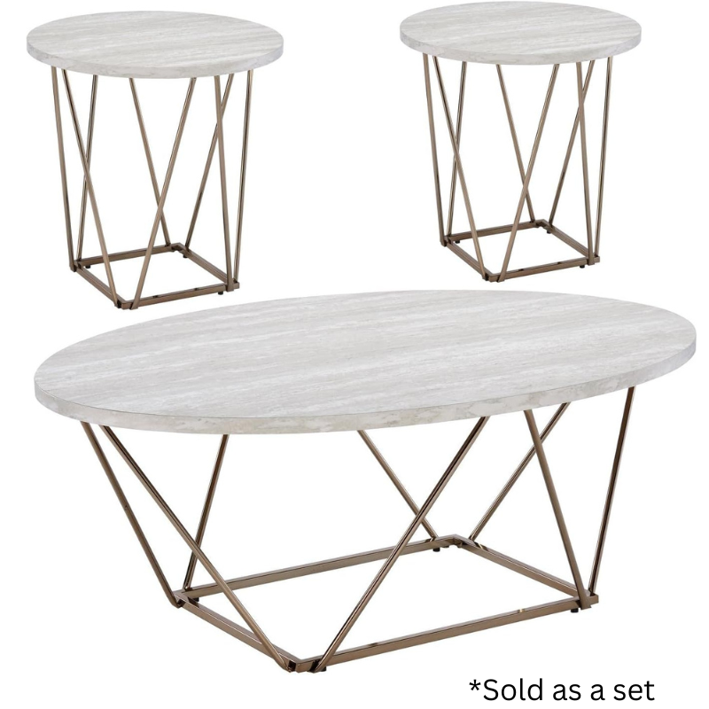 Rowyn Faux Marble Three Pack with Cocktail & Two End Tables