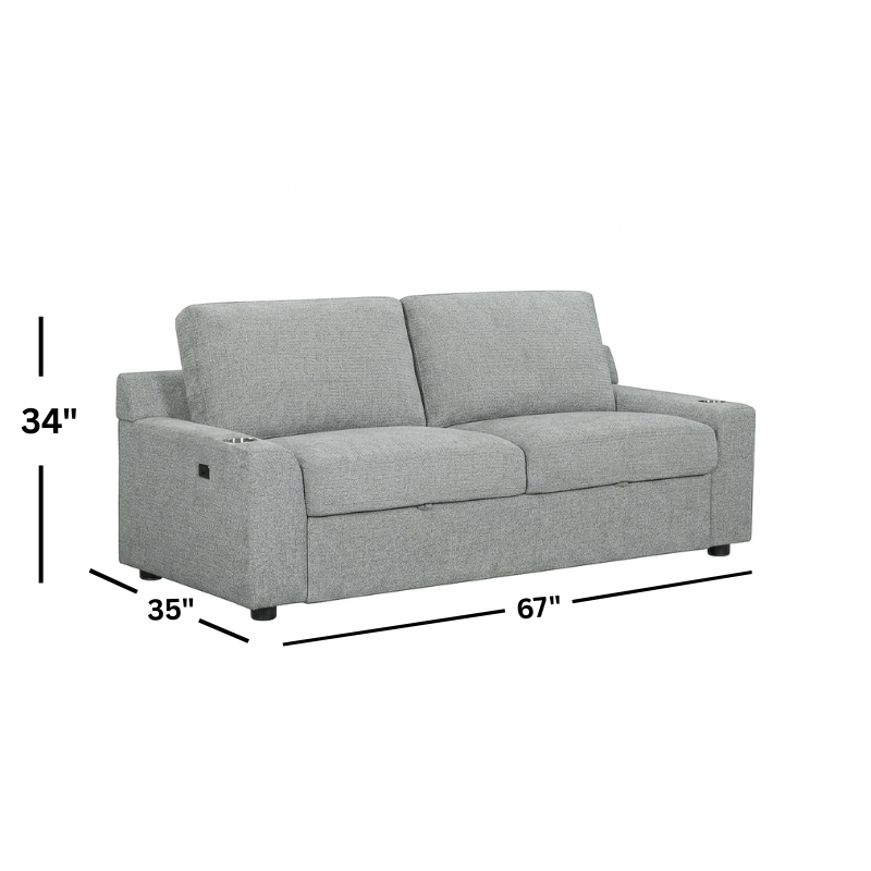 Bryce Pop Up Sleeper Love Seat W/ Two Stainless Steel Cup Holders