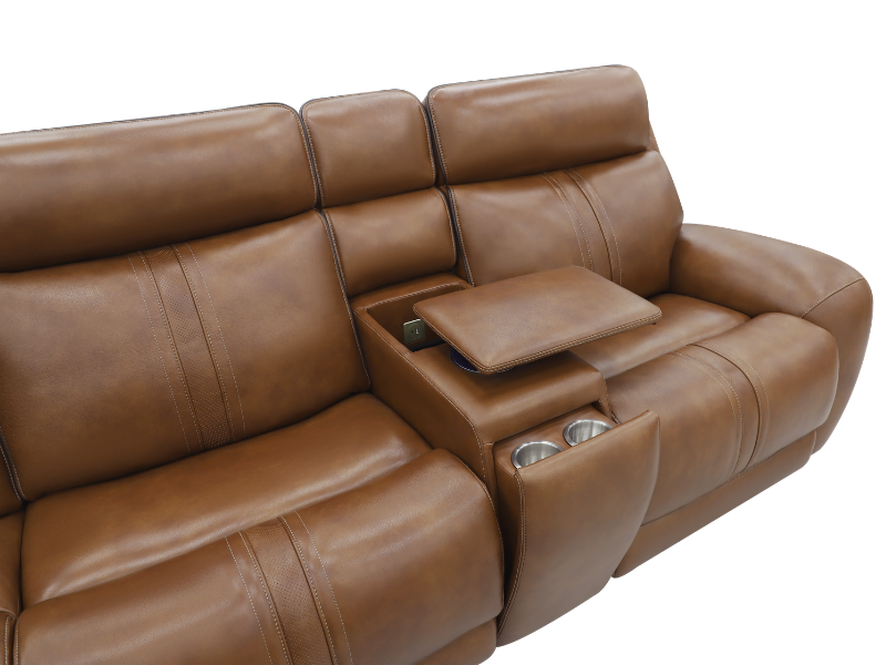 Venetian Honey Leather 6-Piece Triple Power Reclining Sectional: Massage, Heat, and Zero Gravity Reclining