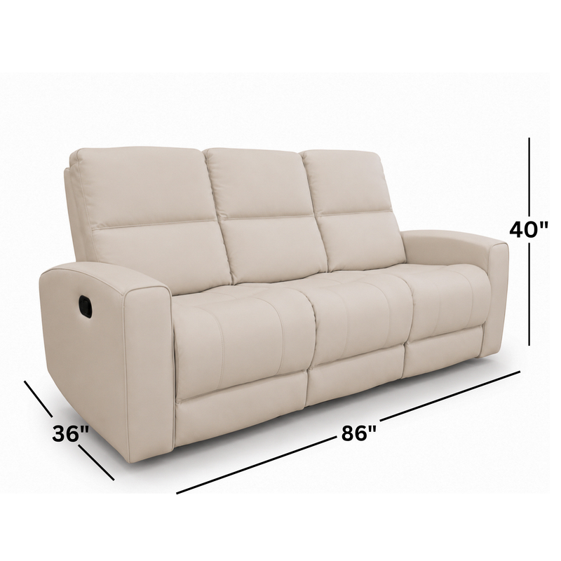 Austin White Leather Reclining Sofa