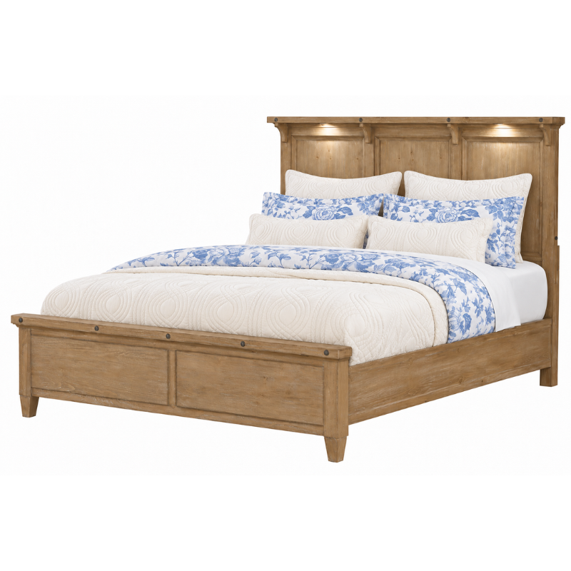 Lynnfield Queen Panel Bed W/ Lighted Headboard