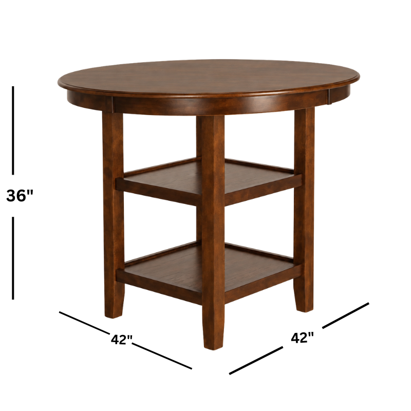 Gia Cherry Round Counter Table with Four Counter Chairs
