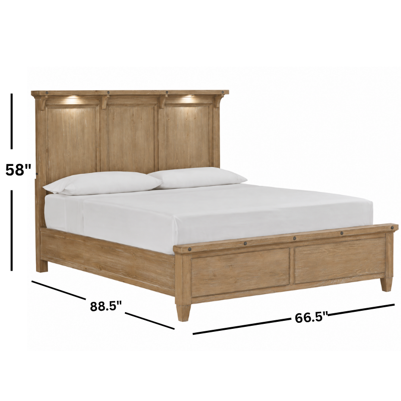 Lynnfield Queen Panel Bed W/ Lighted Headboard