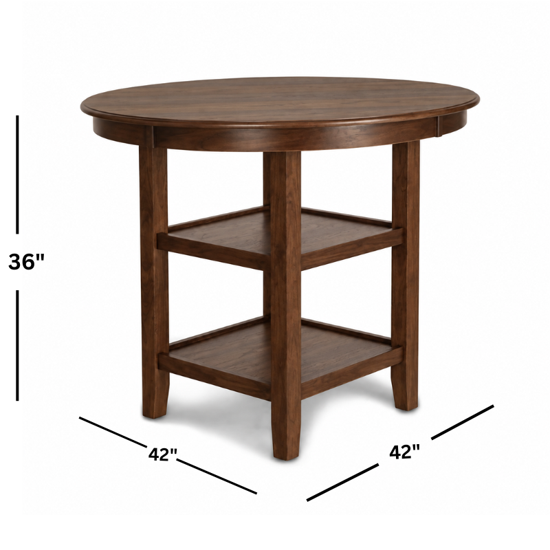 Gia Dark Brown Round Counter Table with Four Counter Chairs