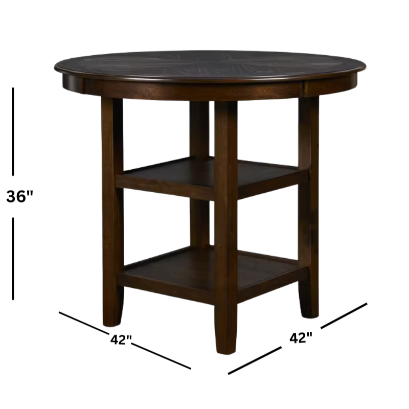 Gia Cherry Round Counter Table with Four Counter Chairs