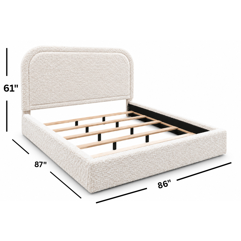 Beckham King Bed in Doodle Ivory