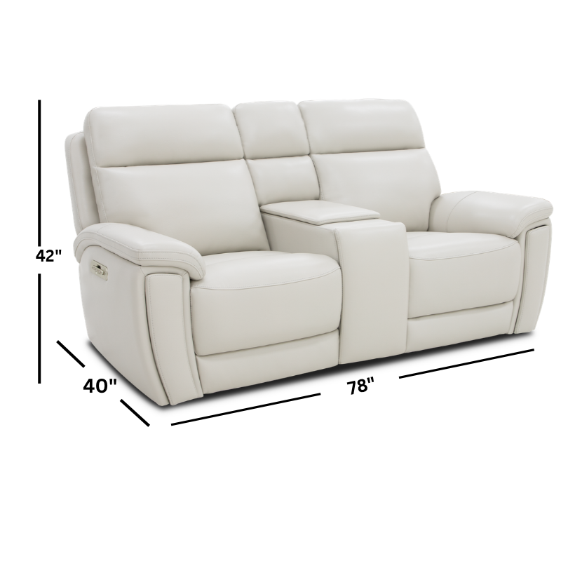 Cordova Cracked Ice Triple Power Leather Console Loveseat