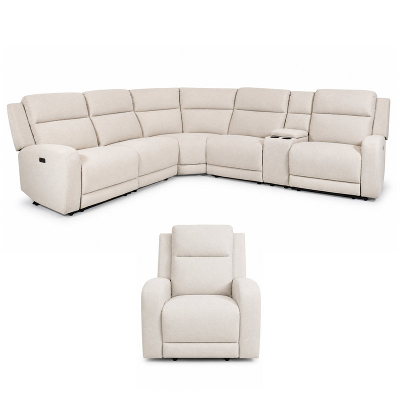 FREE Hyde Park Glider Recliner in Cloud with Purchase of Hyde Park 6 Pc Sectional in Cloud