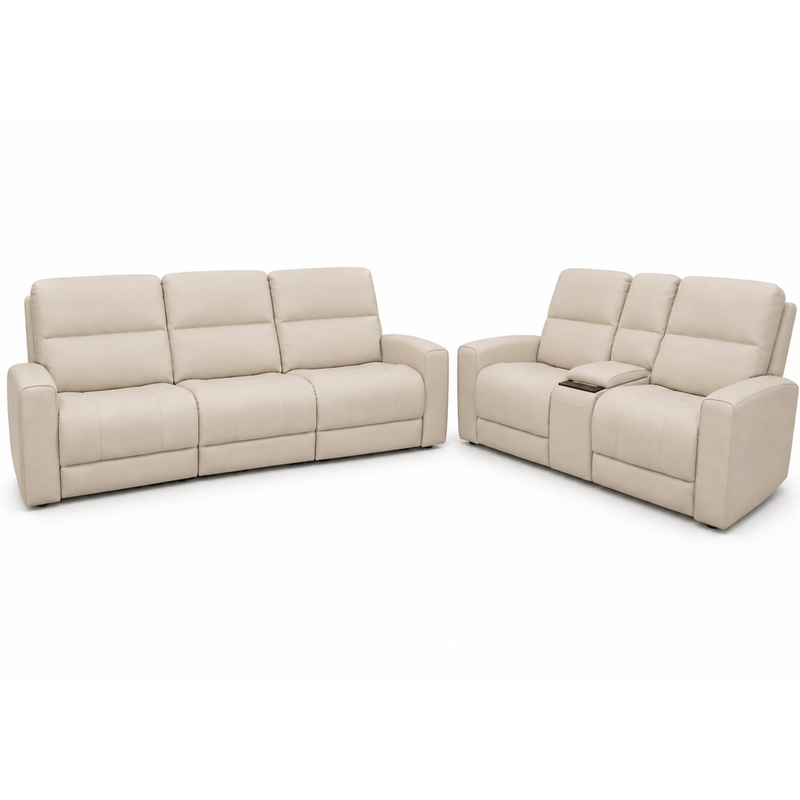 1/2 price Austin White Leather Reclining Console Love Seat W/ Wireless Charger And Hidden Cupholders w/ purchase of the Austin White Leather Reclining Sofa