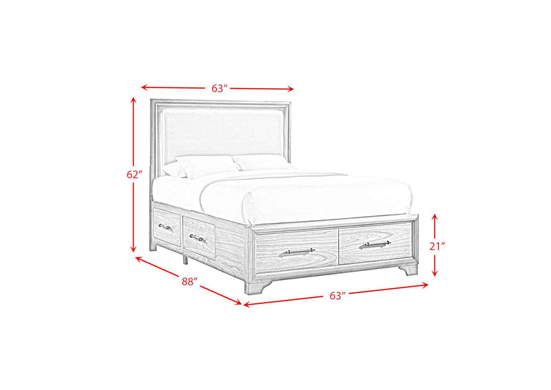 Harmony Walnut Queen Upholstered Storage Bed