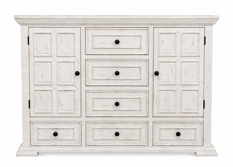 Heather Rustic White Queen Panel Dresser