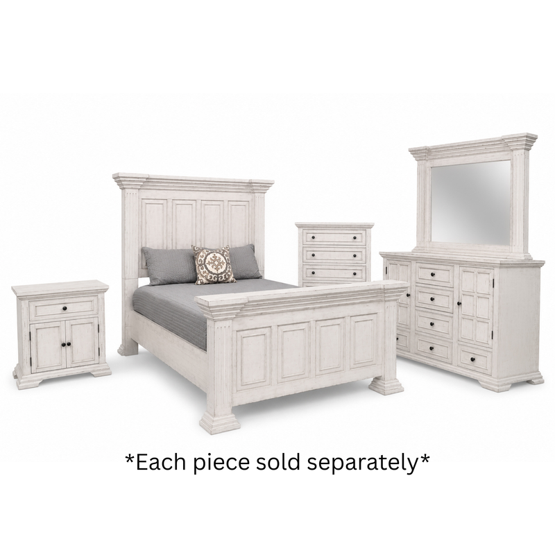 Heather Rustic White Queen Panel Dresser