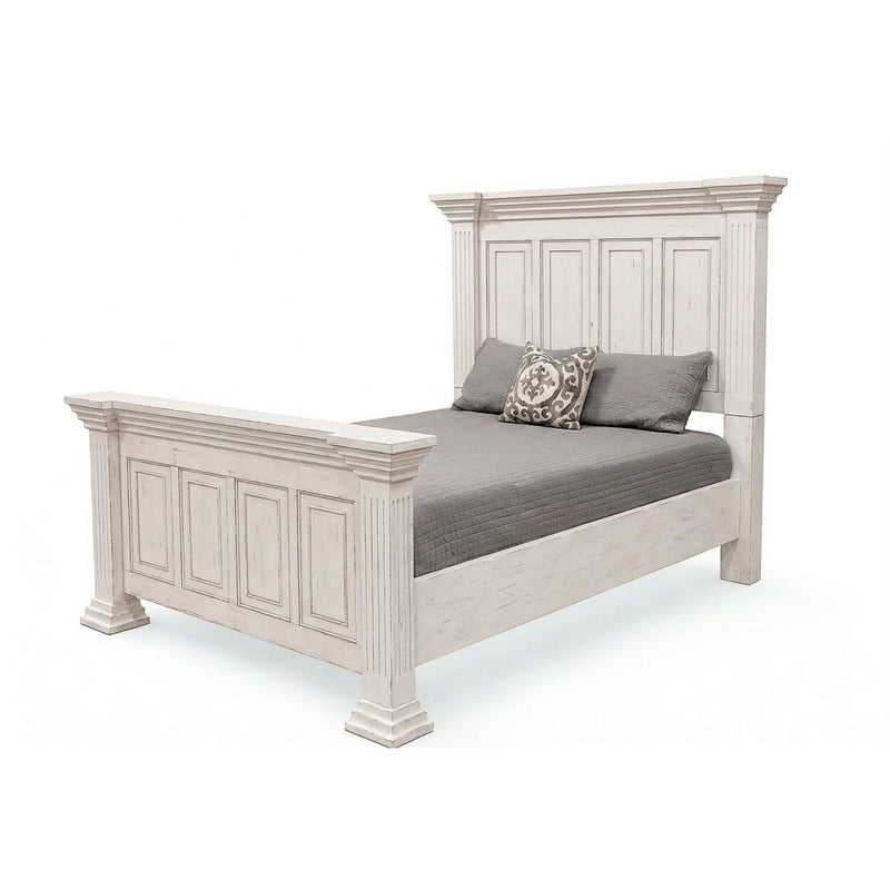 Heather Rustic White Queen Panel Bed