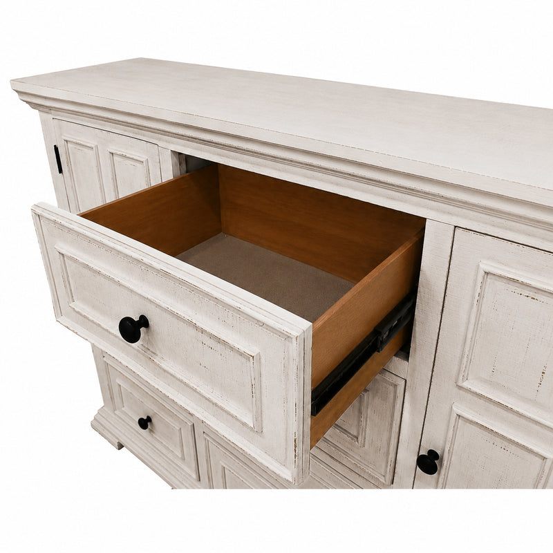 Heather Rustic White Queen Panel Dresser
