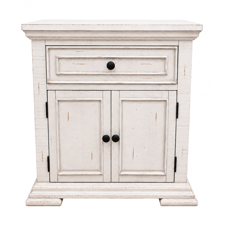 Heather Rustic White Nightstand w/ USB and USBC Ports