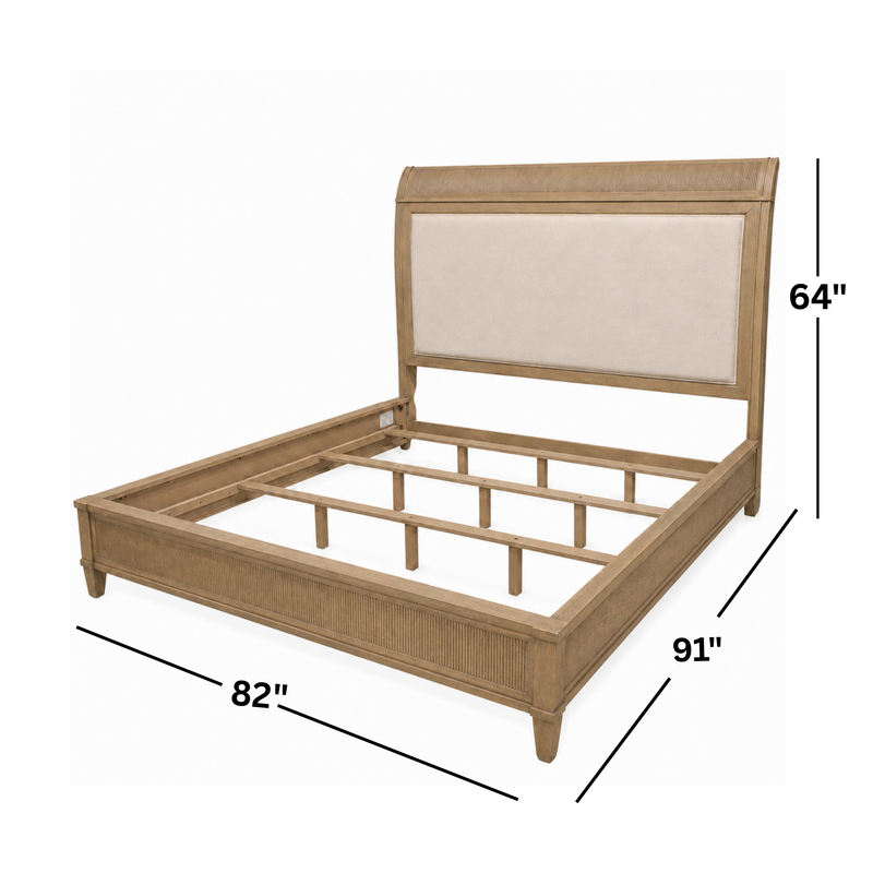 Avena King Sleigh Bed w/ Upholstered Headboard