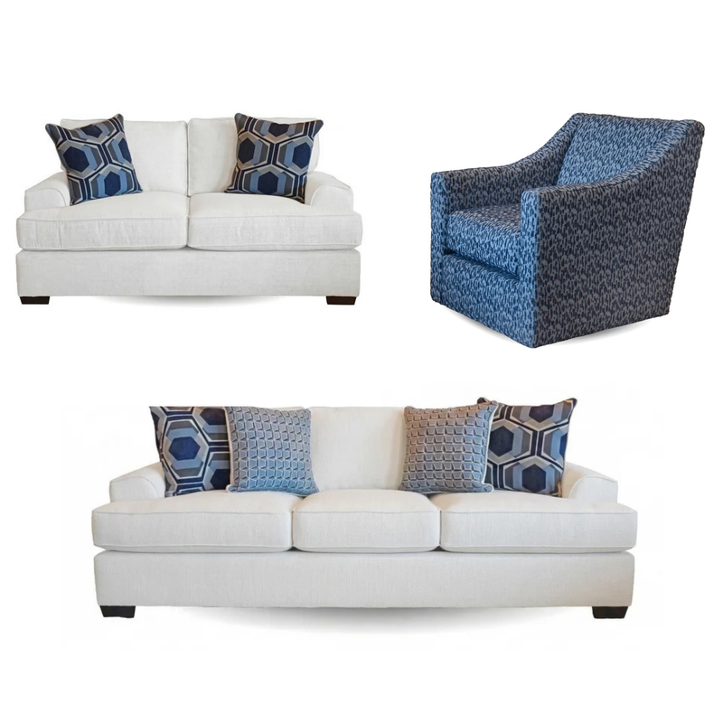 FREE Bowie Ink Swivel Chair + 1/2 OFF Bowie Sugar Loveseat w/ Purchase of Bowie Sugar Sofa