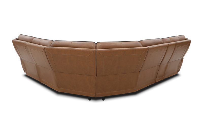 Venetian Honey Leather 6-Piece Triple Power Reclining Sectional: Massage, Heat, and Zero Gravity Reclining