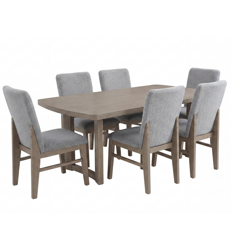 Portland Grey Rectangular Dining Table w/ 6 Chairs