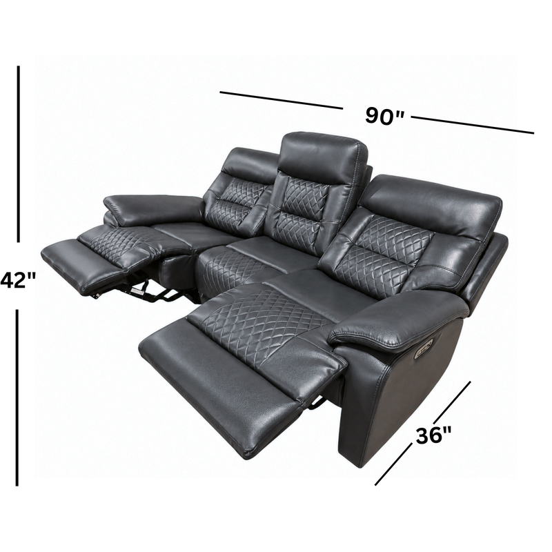 Trinidad Pebble Grey Dual Power Reclining Sofa