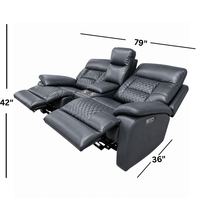 Trinidad Pebble Grey Dual Power Reclining Loveseat