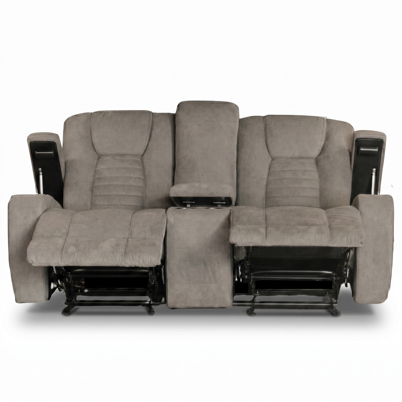 Vienna Taupe Console Rocking Reclining Loveseat