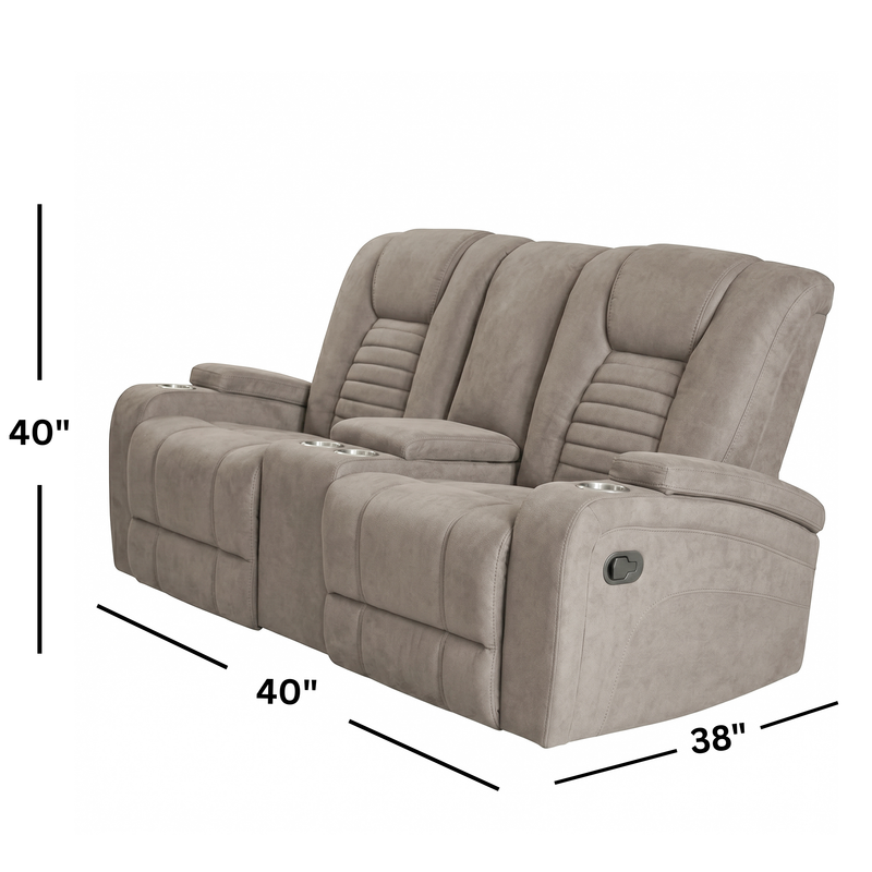Vienna Taupe Console Rocking Reclining Loveseat