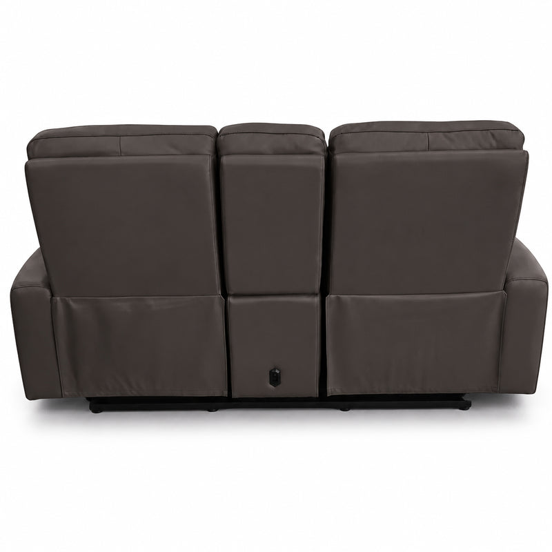 1/2 PRICE Austin Grey Leather Reclining Console Love Seat W/ Wireless Charger And Hidden Cupholders w/ purchase of the Austin Grey Leather Reclining Sofa