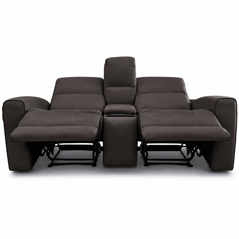 1/2 PRICE Austin Grey Leather Reclining Console Love Seat W/ Wireless Charger And Hidden Cupholders w/ purchase of the Austin Grey Leather Reclining Sofa