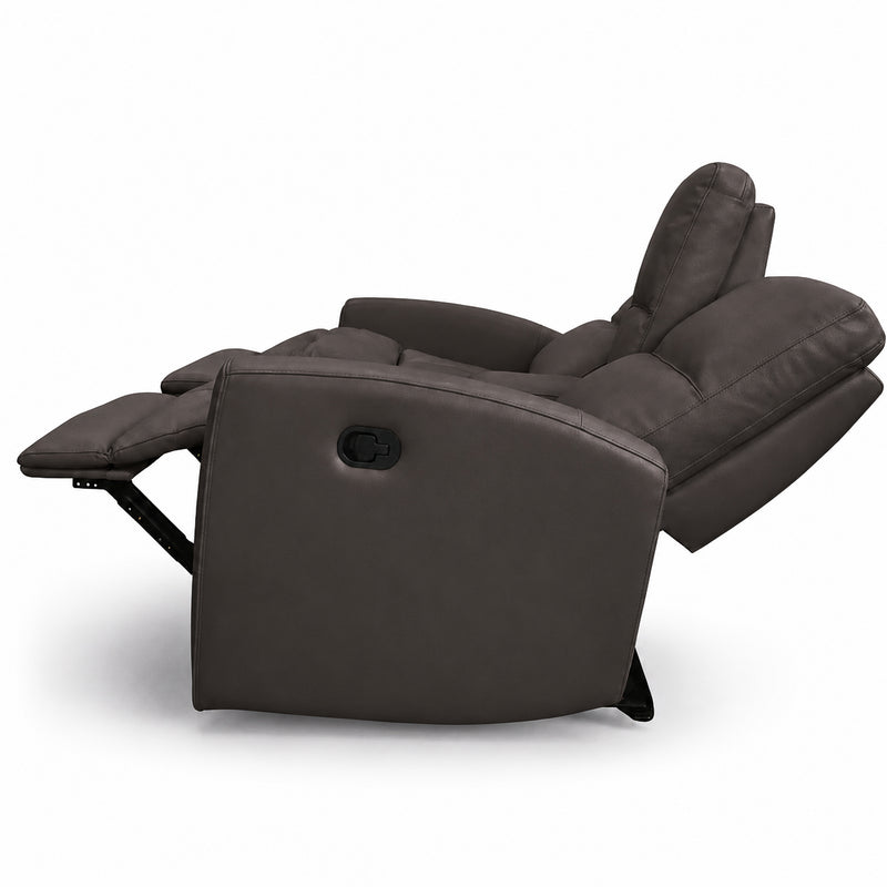 1/2 PRICE Austin Grey Leather Reclining Console Love Seat W/ Wireless Charger And Hidden Cupholders w/ purchase of the Austin Grey Leather Reclining Sofa