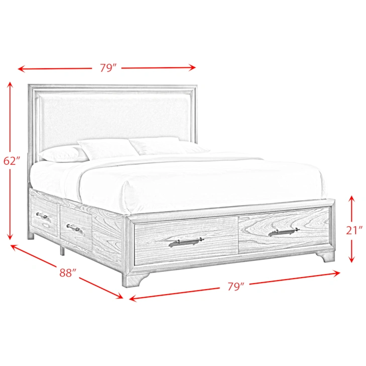 Harmony Walnut King Upholstered Storage Bed