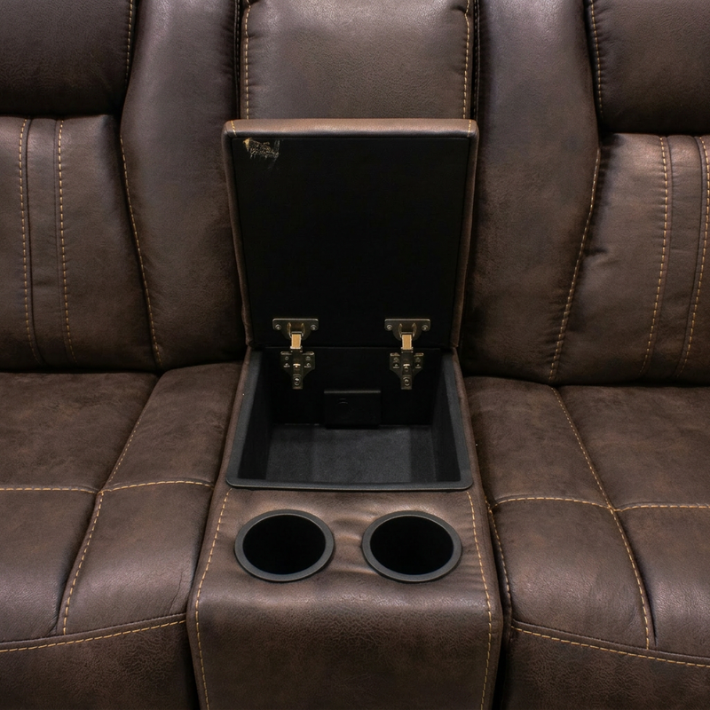 Cowboy Brown Glider Console Loveseat