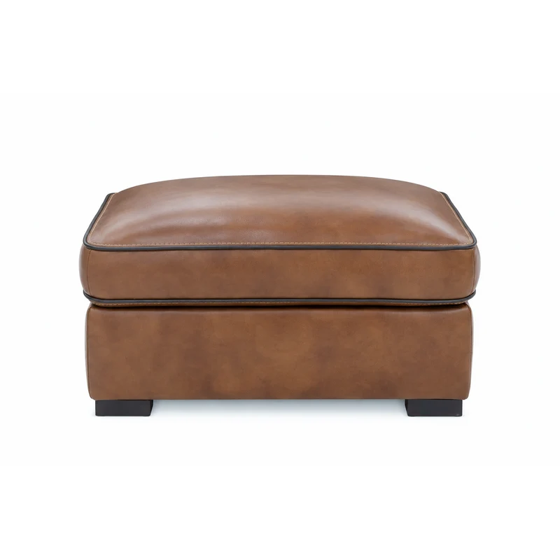 Venetian Honey Leather Ottoman