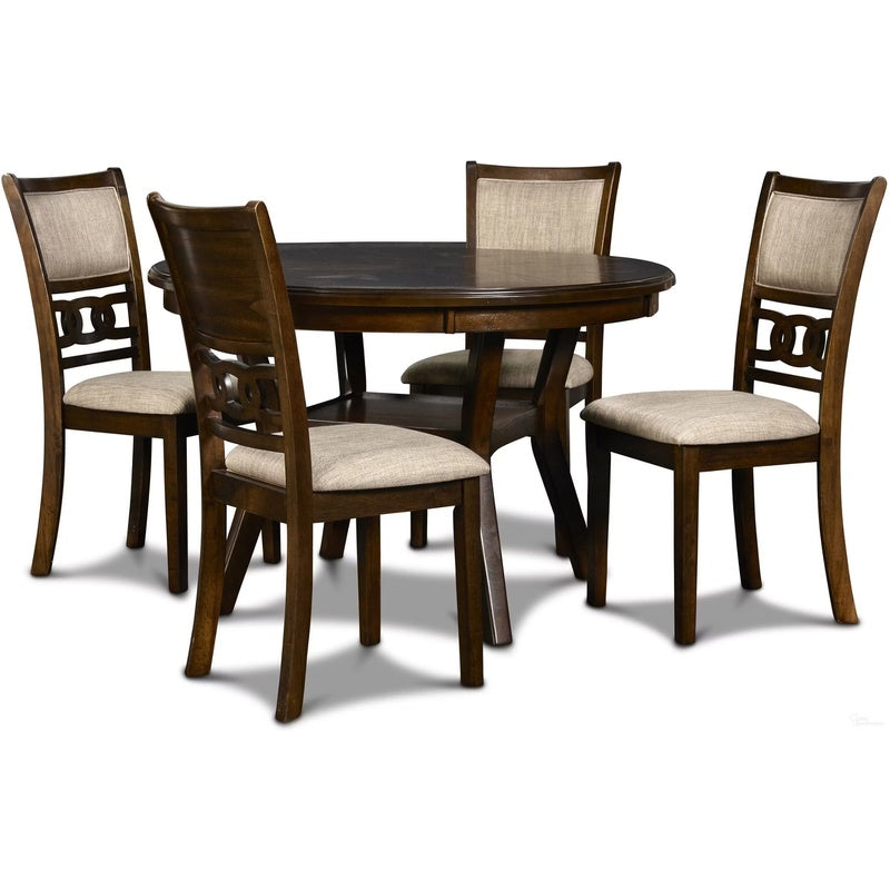 Gia Cherry Round Dining Table with Four Dining Chairs
