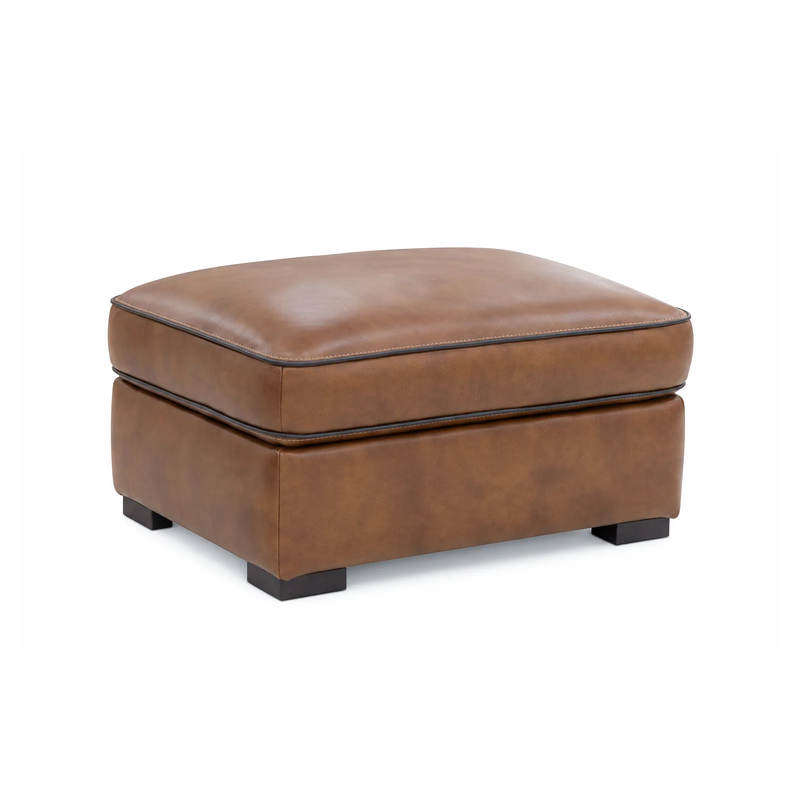 Venetian Honey Leather Ottoman