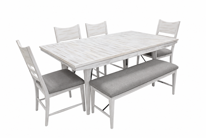 Rogen Rustic Dining Table, Bench, and Six Chairs