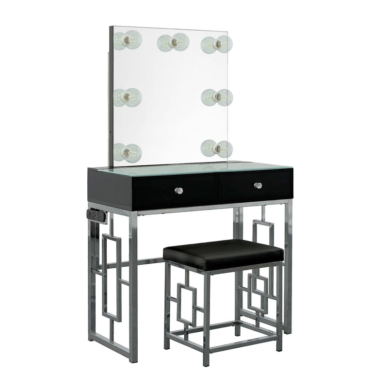 Margo Dressing Table w/ Stool, Mirrors, Lights