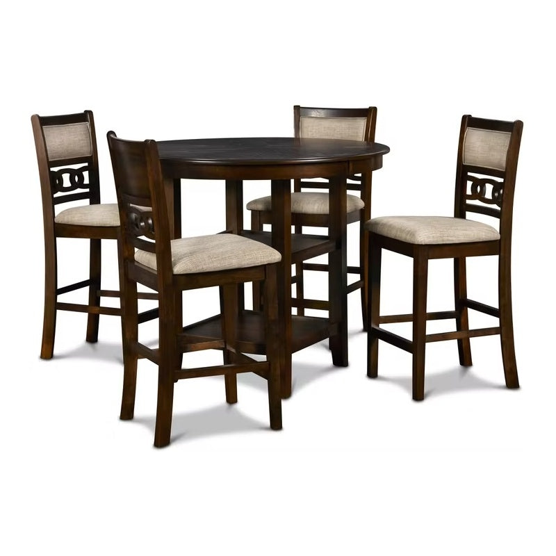 Gia Cherry Round Counter Table with Four Counter Chairs